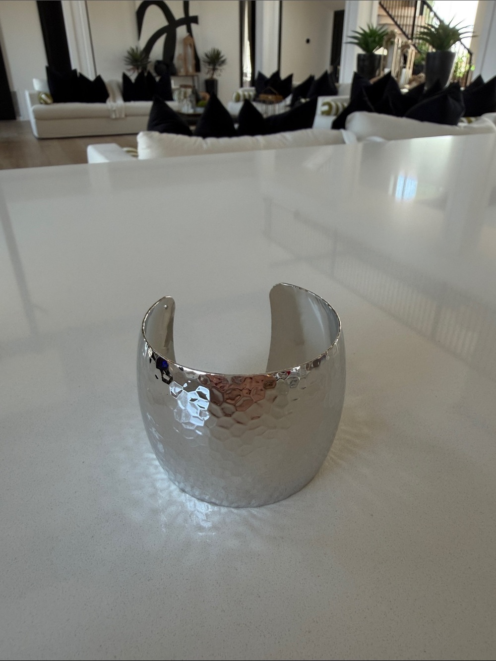 Hammered Silver Cuff Bracelet - Women Accessories
